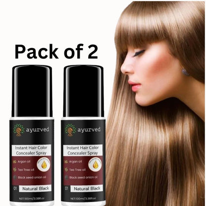 Ayurved 2 in 1 Instant Hair Color Spray with German Formula(Pack Of 2)